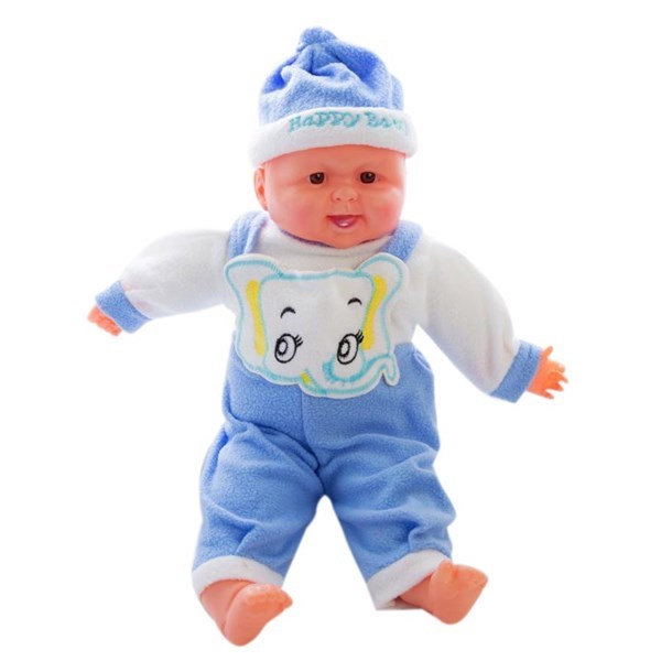 Bebote, cuerpo de trapo y cara de goma, 40cm con sonido, varios colores en bolsa