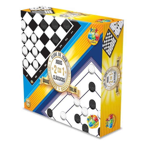 Juego de mesa, 2en1, damas y trilha en caja