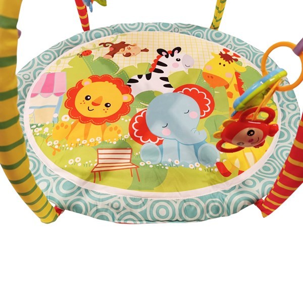 Alfombra gimnasio para bebé, arco con móviles