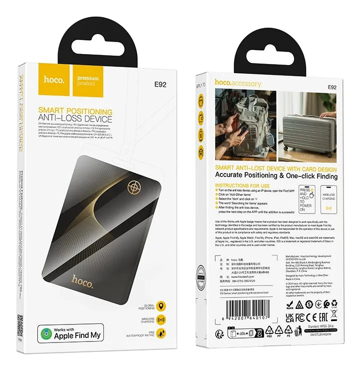 Localizador Gps Hoco E92 Recargable Apple Find My Negro