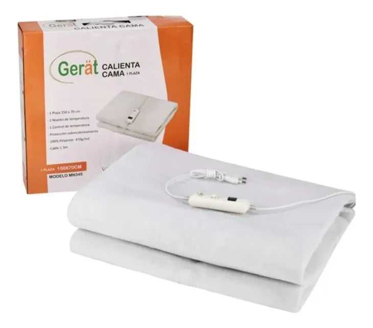 Calienta Cama 1 Plaza 2 Niveles Cable 1.3 Polyester 100% Blanco 1 Plaza