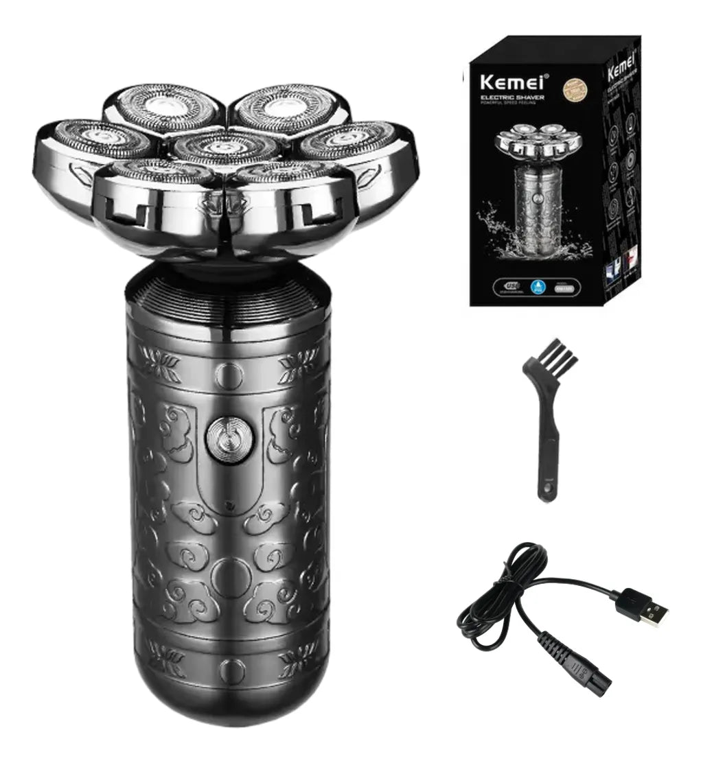 Afeitadora 7 Cabezales Eléctrica Inalámbrica Recargable Kemei KM-1523