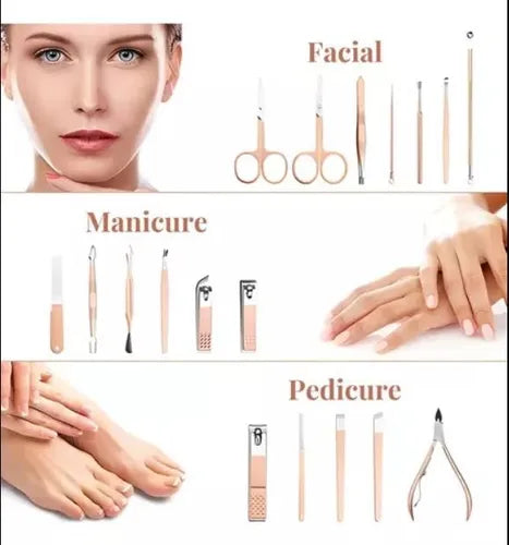 Set 18 Piezas Manicura Pedicura Rostro Cuidado Personal