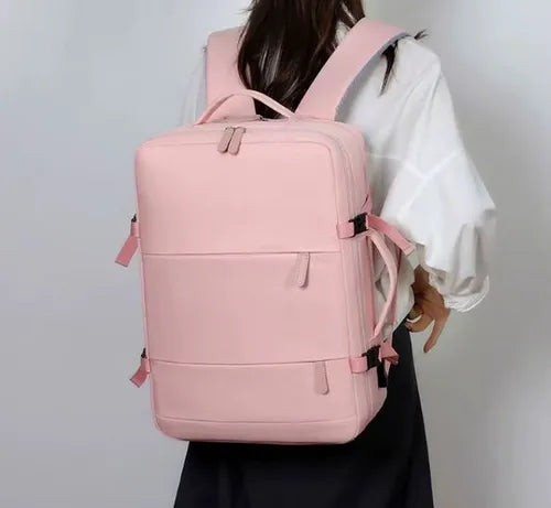 Mochila Unisex Viral Impermeable Viaje Notebook Usb Premium Rosa Claro Liso