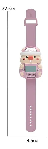 Reloj Infantil Con Forma De Cerdito Correa Ajustable Luces Rosa