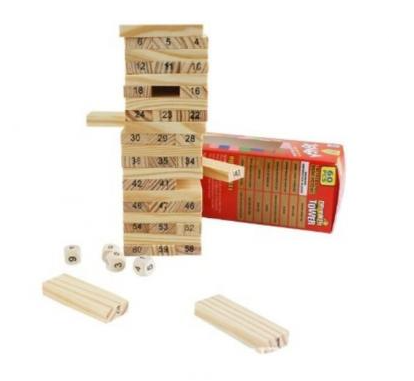 Jenga de madera 6 x 6 x 18 cm