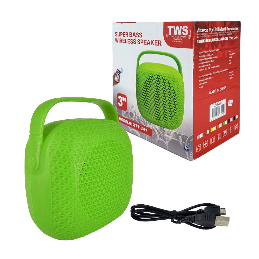 Parlante mini bocina inalámbrica bluetooth de 3 con forma cuadrada, puerto usb-tf y asa, variedad de colores / xtt-341