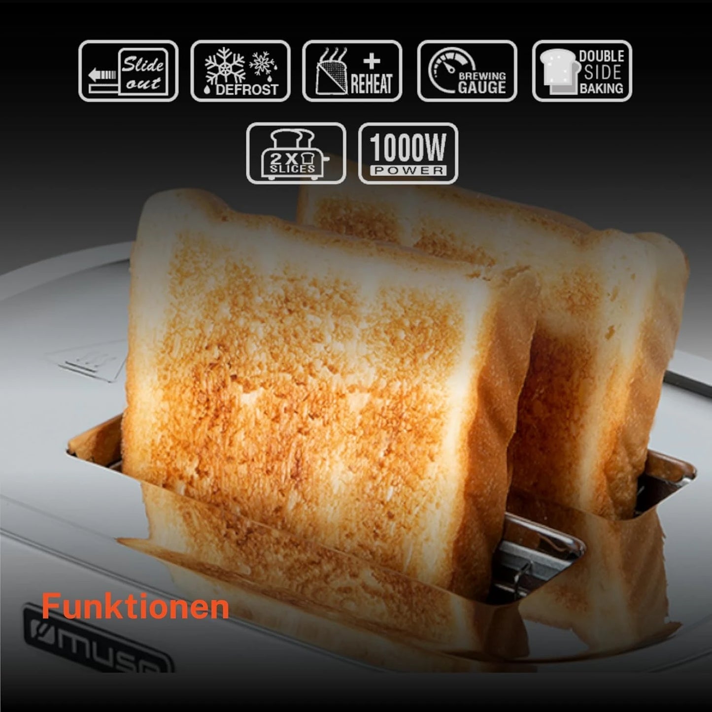 Tostadora 2 Panes Vintage Muse Ms-130w Auto Stop