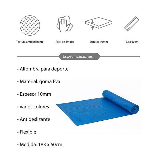 Alfombra colchoneta de goma EVA, 3mm de espesor, para gimnasia y yoga, varios colores