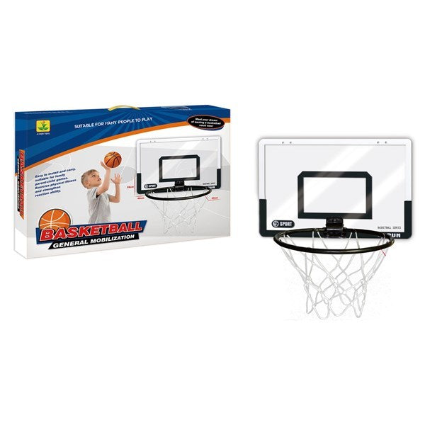 Tablero de basket para colgar, de acrílico con pelota e inflador, en caja