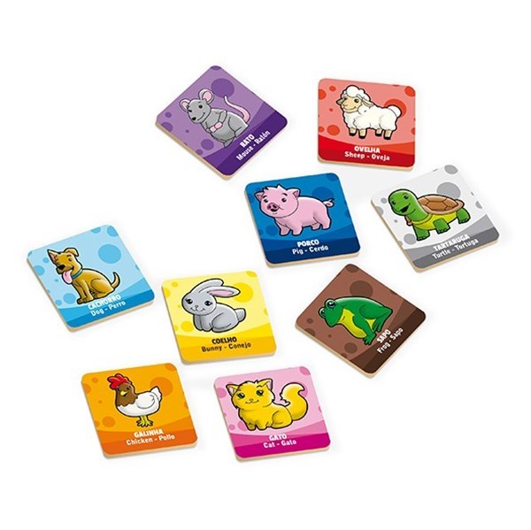 Juego de mesa, memoria, animales, 24 piezas de madera, XALINGO, en caja
