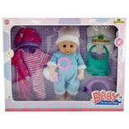 Bebote, hace pis, con mamadera y accesorios, 33cm, en caja