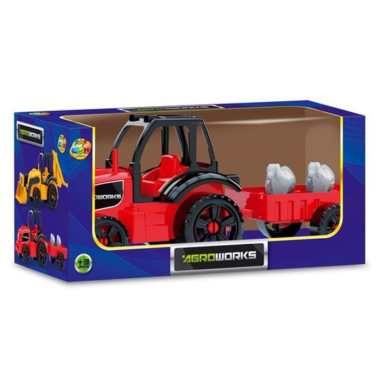 Tractor ruedas libres zorra con 2 animales, en caja varios colores