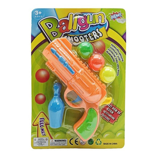 Pistola lanza pelotas, en blister varios colores