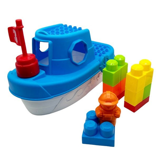 Juguetes para bañera, barco con bloques, en caja