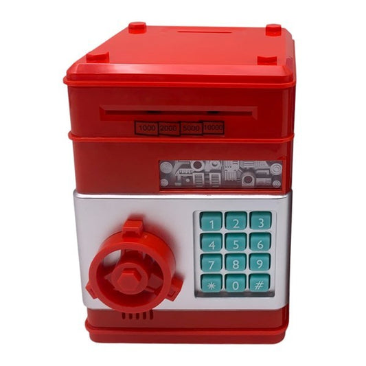 Alcancía de plástico caja fuerte, con música, 4AA, en caja