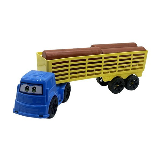 Camión ruedas libres, con troncos, en caja 2 colores
