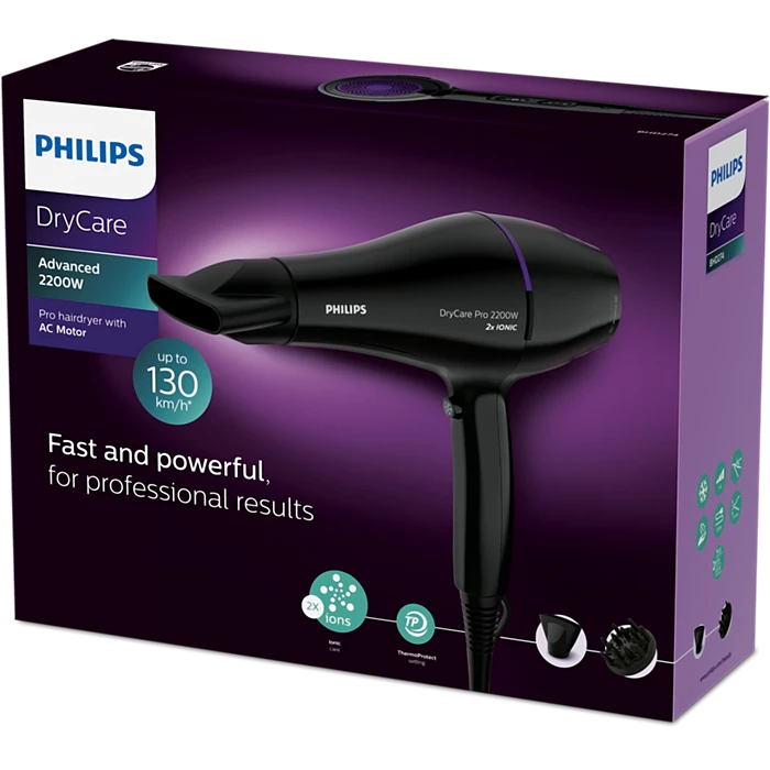 SECADOR DE CABELLO PROFESIONAL PHILIPS 2200W BHD274 DryCare Secador Pro