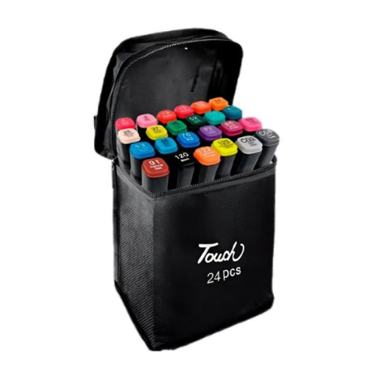 Set de 24 Marcadores Resaltadores con Doble Punta: Fina y Cincel + Estuche