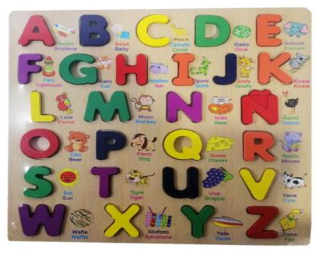 Alfabeto de madera 30 x 30 cm