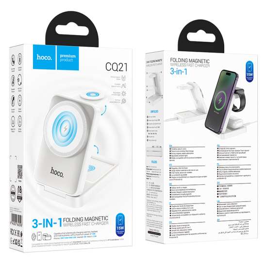 Cargador Hoco 3 en 1 Carga Rápida Inalámbrica