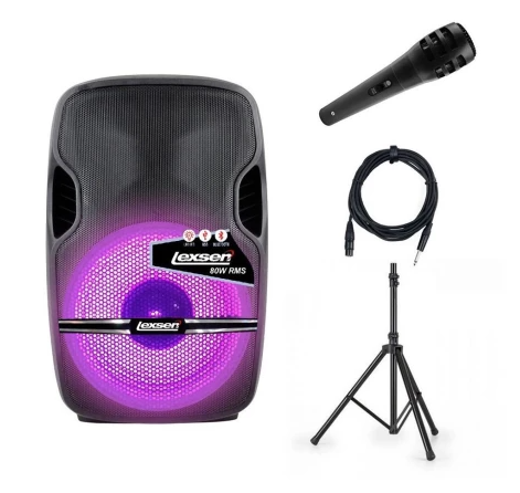 Caja Activa Lexsen Tiny C/ Micrófono, Tripode Y Bateria