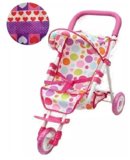 Coche para bebé grande. 3 ruedas. Metal.