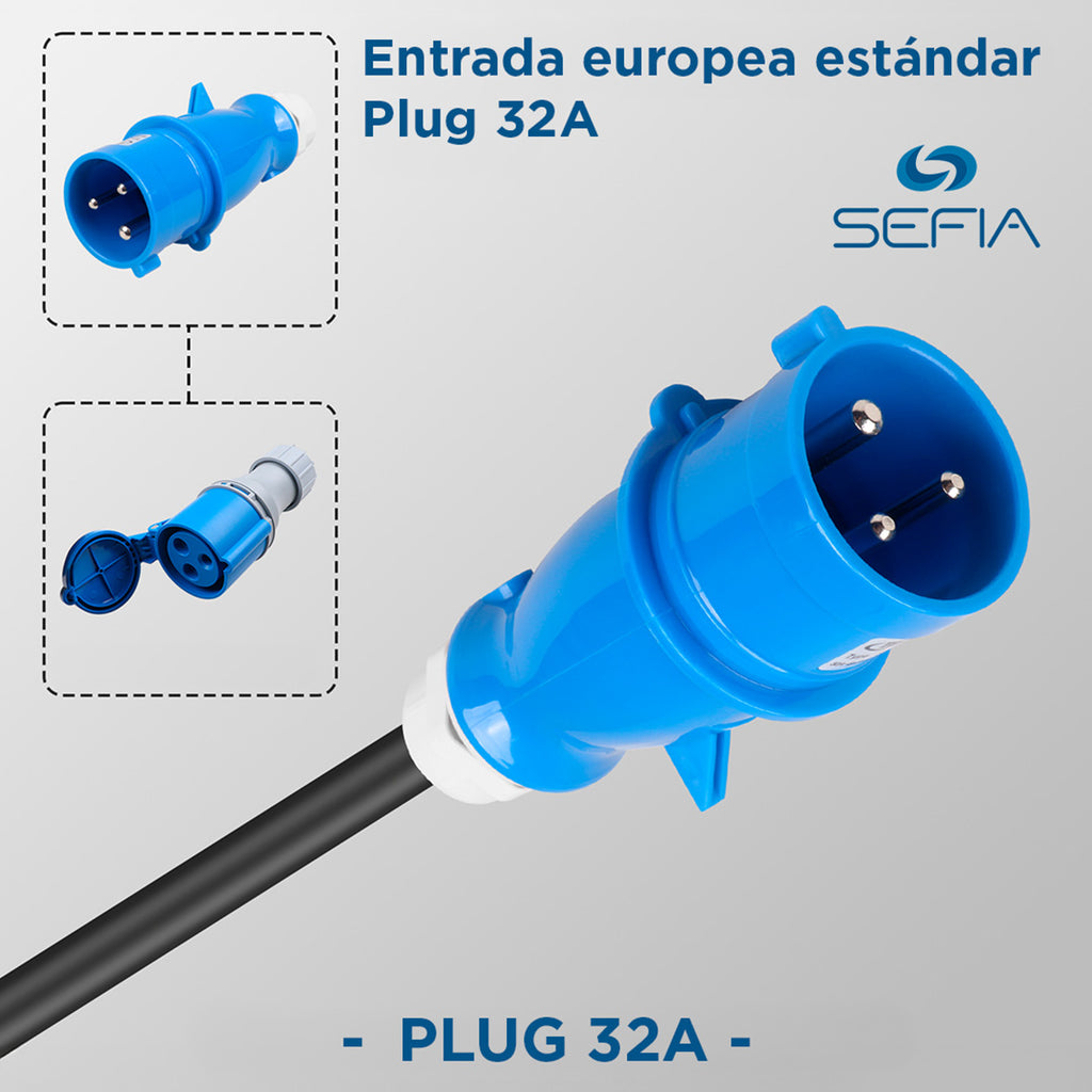 Cargador Auto Eléctrico Wallbox 7kw 32a Fijo Portatil Sefia