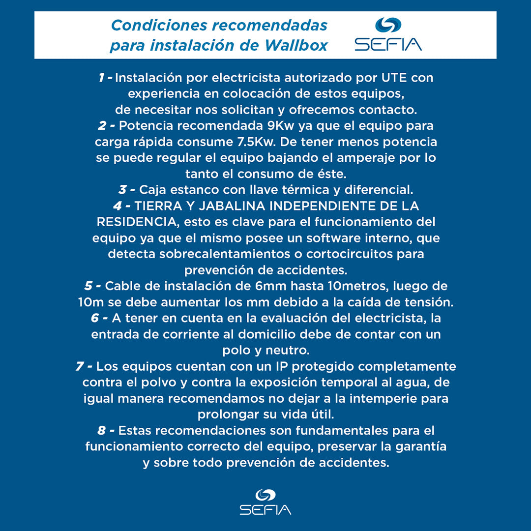 Cargador Auto Eléctrico Wallbox 7kw 32a Fijo Portatil Sefia