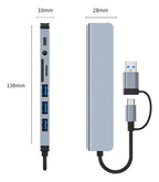 Adaptador Usb C Hub Tipo C, 8 En 1, Multipuerto, Usb 3.0, Sd,hubs Múltiple