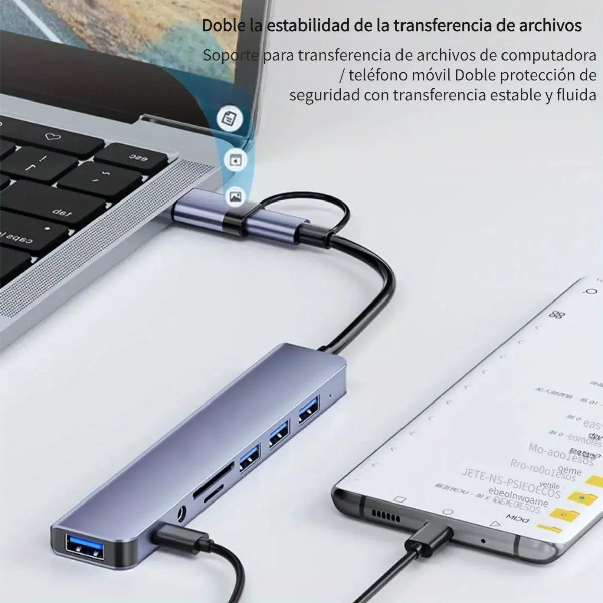 Adaptador Usb C Hub Tipo C, 8 En 1, Multipuerto, Usb 3.0, Sd,hubs Múltiple