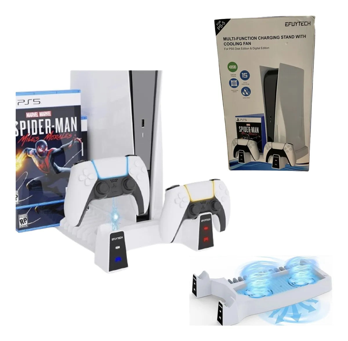 Base EFUYTECH 3 En 1 Para PlayStation 5 / Con Refrigeración Y Cargador