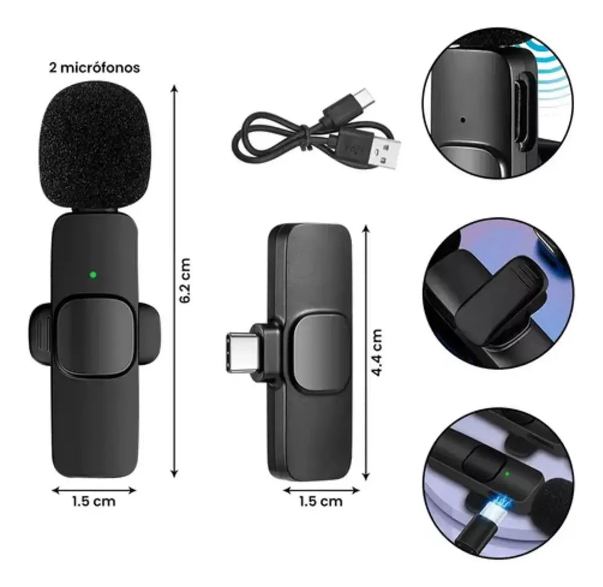 Micròfonos Corbateros X2 Inalàmbricos Celular Tipo C Stream