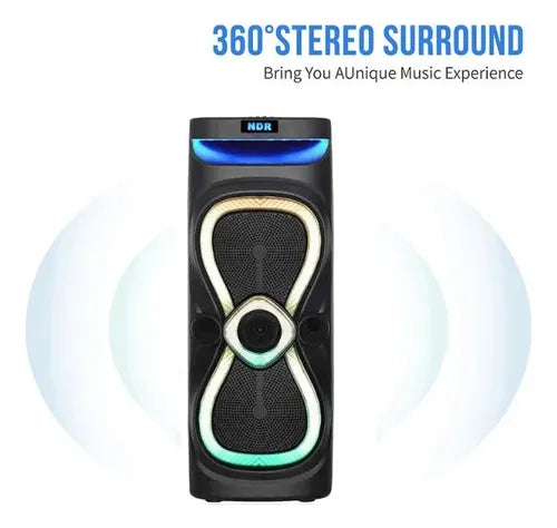 Reproductor Parlante Portátil Ndr-x920 2x10 Bluetooth 2 Mic Usb Etc Negro