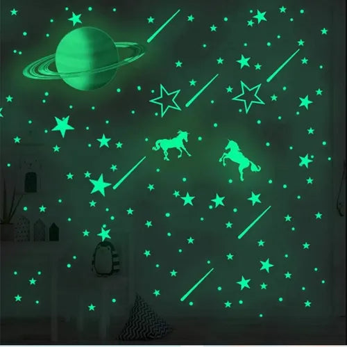 275 Adhesivos Que Brillan En La Oscuridad. Estrellas Y Más!