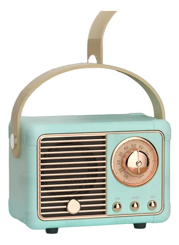 Parlante Retro Mini Bluetooth Vintage Calidad Y Diseño Color Agua