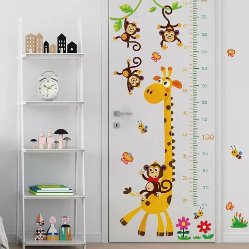 Adhesivo Infantil Con Medición. Jirafa Monos Mariposas Y Más