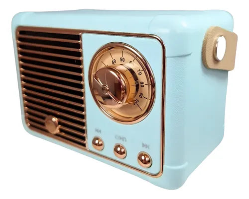 Parlante Retro Mini Bluetooth Vintage Calidad Y Diseño Color Agua