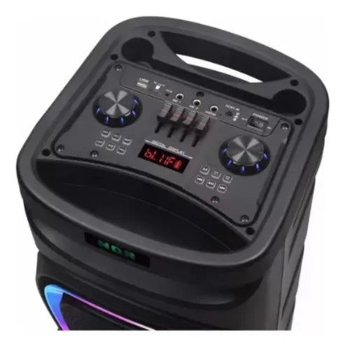 Reproductor Parlante Portátil Ndr-x920 2x10 Bluetooth 2 Mic Usb Etc Negro