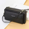 Cartera Billetera Correa Con Monedero Y Bolsillos Porta Cel Negro Lisa Oro Negro