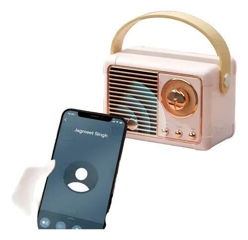 Parlante Retro Mini Bluetooth Vintage Calidad Y Diseño Coral Claro