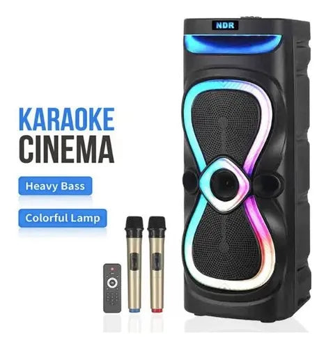 Reproductor Parlante Portátil Ndr-x920 2x10 Bluetooth 2 Mic Usb Etc Negro