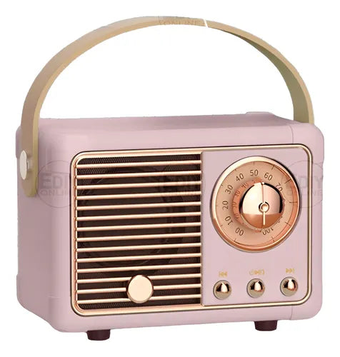 Parlante Retro Mini Bluetooth Vintage Calidad Y Diseño Coral Claro