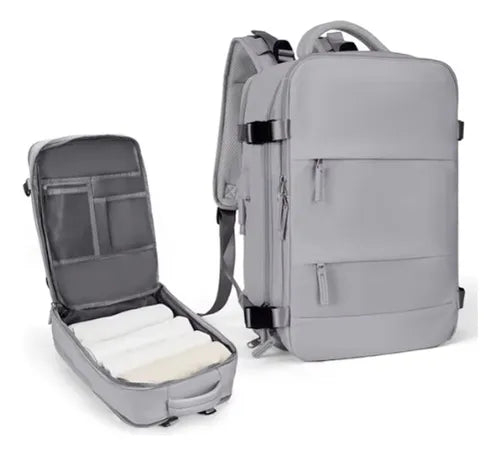 Mochila Unisex Viral Impermeable Viaje Notebook Usb Premium Gris Liso