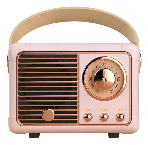 Parlante Retro Mini Bluetooth Vintage Calidad Y Diseño Coral Claro