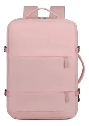 Mochila Unisex Viral Impermeable Viaje Notebook Usb Premium Rosa Claro Liso