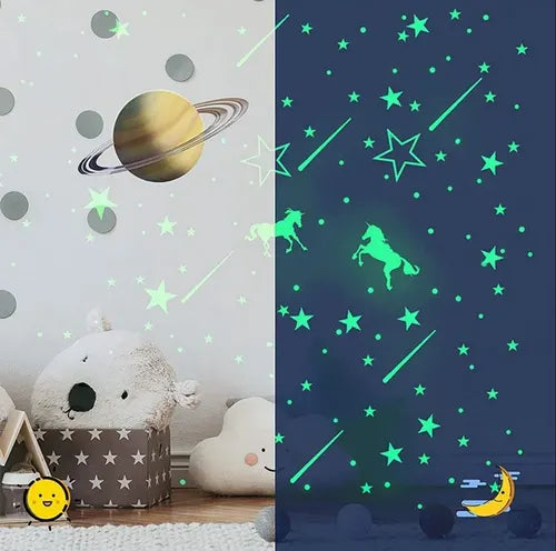 275 Adhesivos Que Brillan En La Oscuridad. Estrellas Y Más!