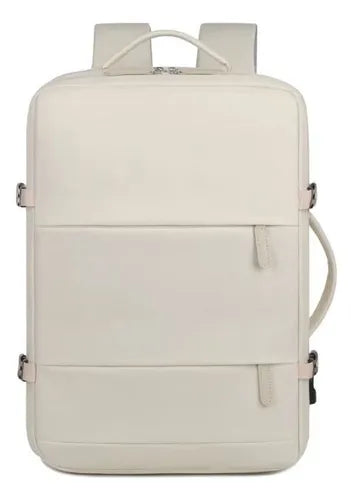 Mochila Unisex Viral Impermeable Viaje Notebook Usb Premium Beige Liso