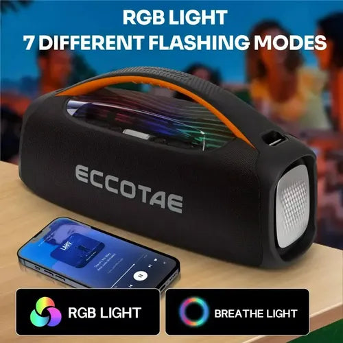Parlante Inalámbrico Portátil Con Micrófono Rgb Boombox Negro