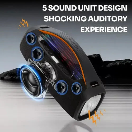 Parlante Inalámbrico Portátil Con Micrófono Rgb Boombox Negro